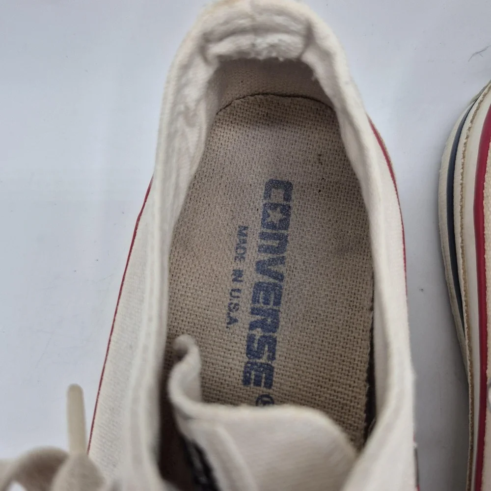 VINTAGE Converse All Star Shoes Mens Size 5‎ Off White Low Top Made in USA 90s